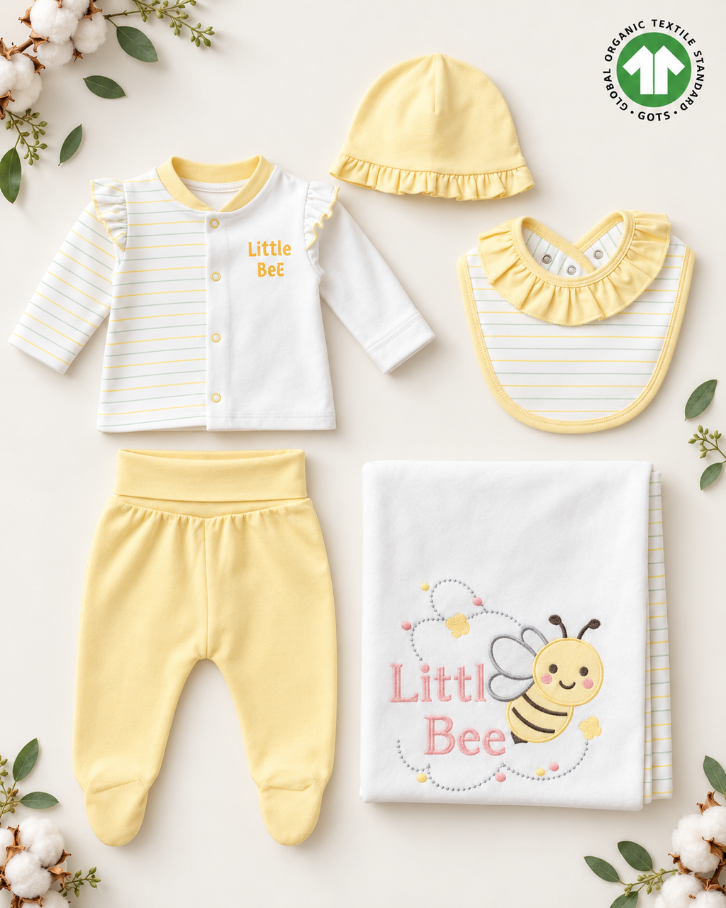 Little Bee 5'li Yenidoğan Seti - GOTS Sertifikalı Organik Pamuk