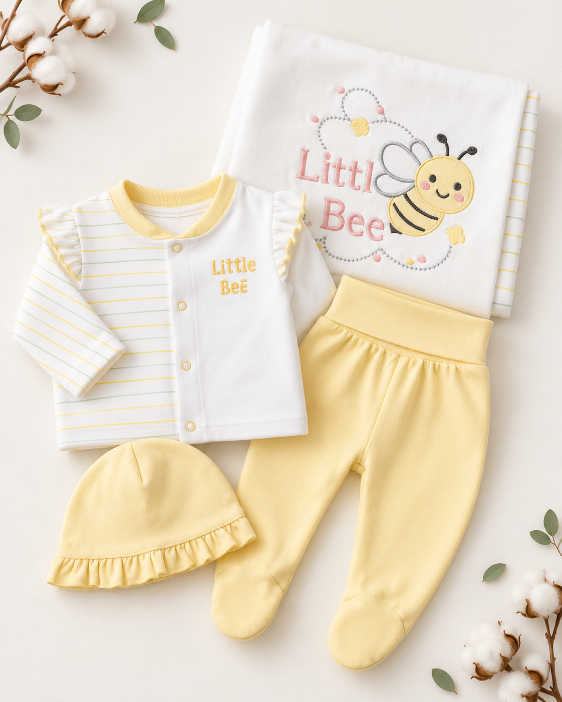 Little Bee 5'li Yenidoğan Seti - GOTS Sertifikalı Organik Pamuk
