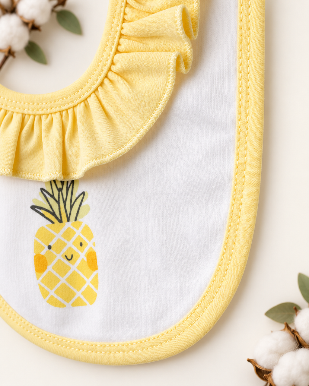 Ananas Detaylı GOTS Sertifikalı Organik Pamuk 5'li Yenidoğan Seti