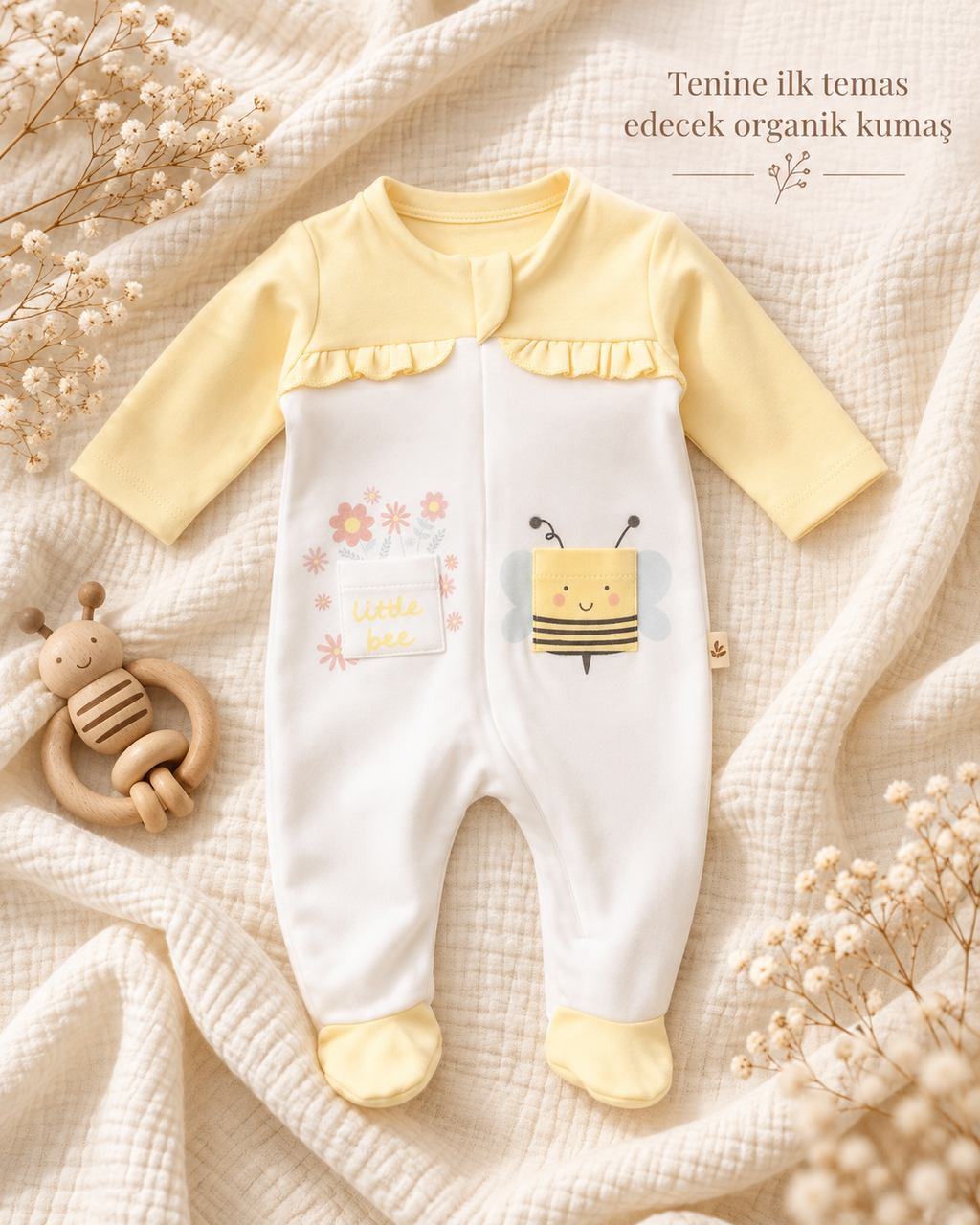 Little Bee GOTS Sertifikalı Organik Pamuk Yenidoğan 10'lu Hastane Çıkışı Seti
