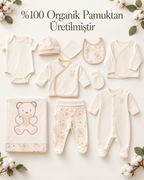 Teddy Bear GOTS Sertifikalı Organik Pamuk Yenidoğan 10'lu Hastane Çıkışı Seti
