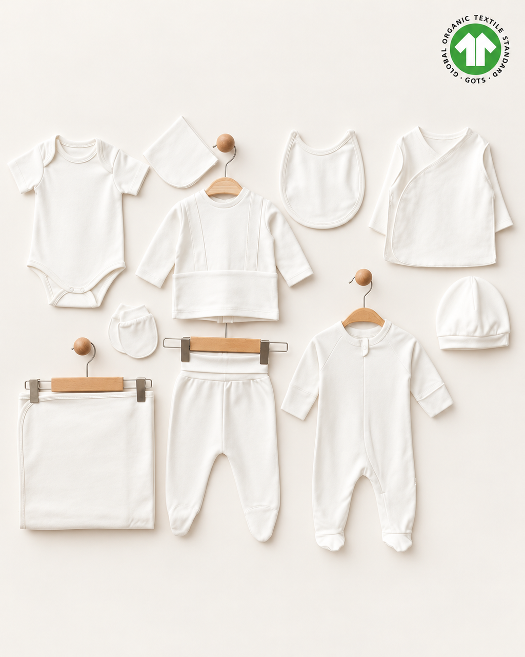 Pure Essentials GOTS Sertifikalı Organik Pamuk Yenidoğan 10'lu Hastane Çıkışı Seti