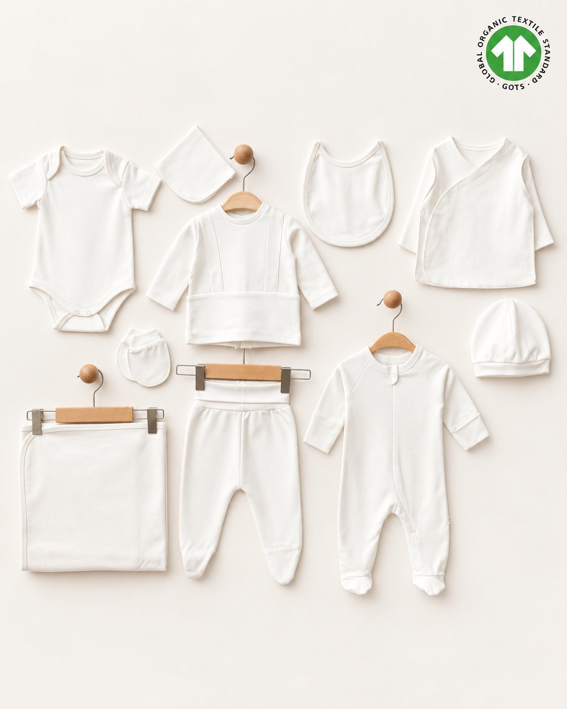 Pure Essentials GOTS Sertifikalı Organik Pamuk Yenidoğan 10'lu Hastane Çıkışı Seti