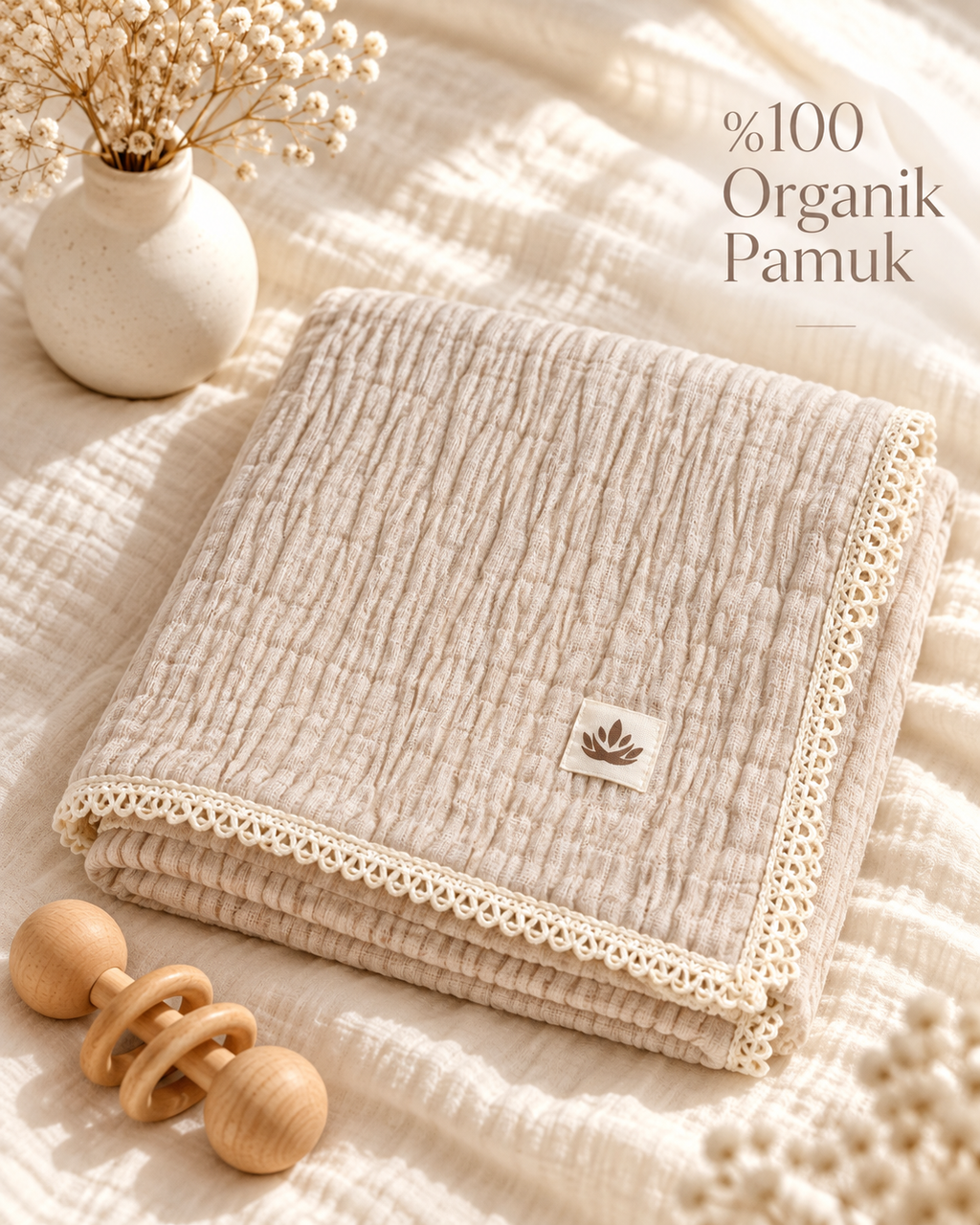 Soft Embrace %100 Organik Pamuk Müslin Bebek Örtüsü