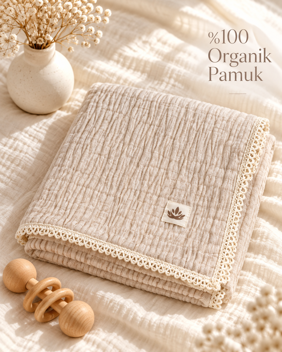 Soft Embrace %100 Organik Pamuk Müslin Bebek Örtüsü