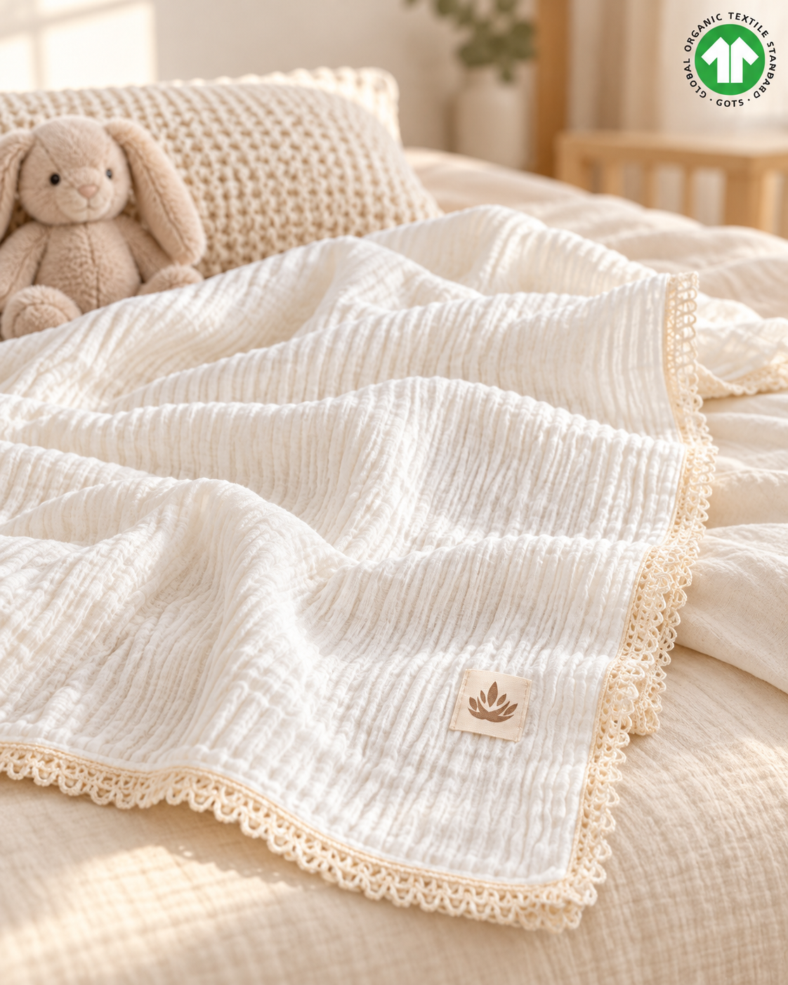 Soft Embrace %100 Organik Pamuk Müslin Bebek Örtüsü