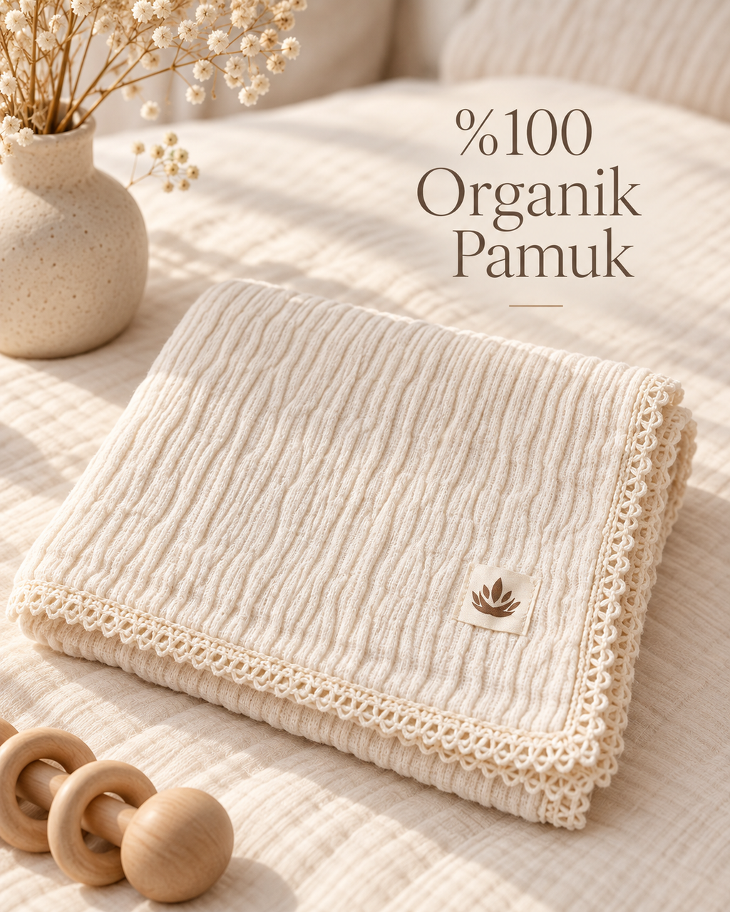 Soft Embrace %100 Organik Pamuk Müslin Bebek Örtüsü