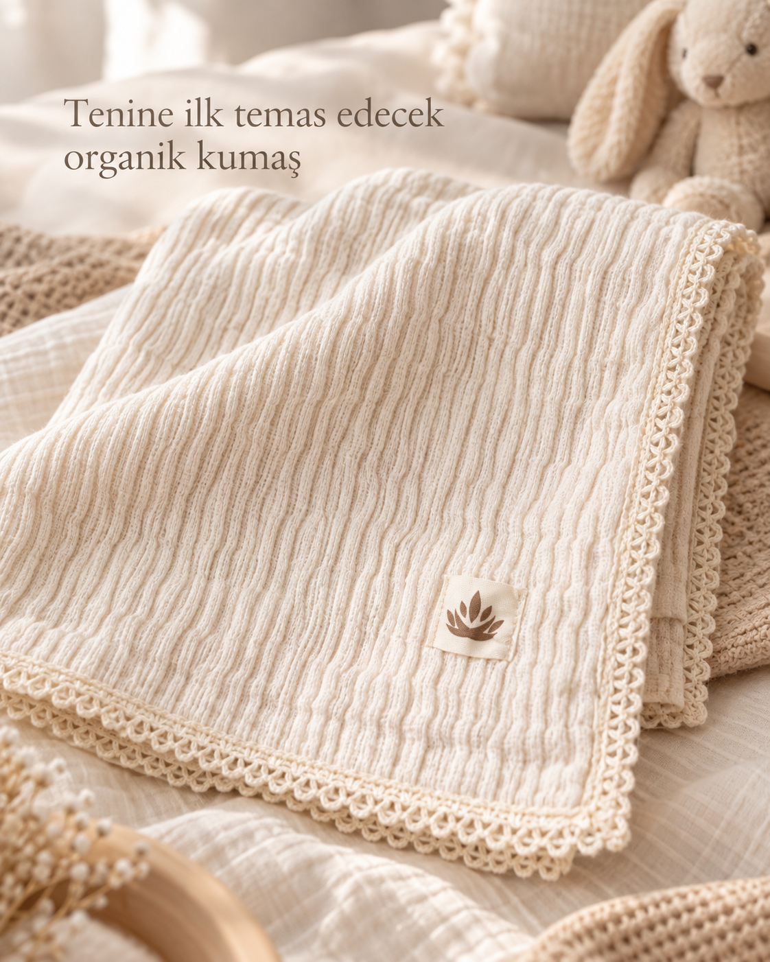 Soft Embrace %100 Organik Pamuk Müslin Bebek Örtüsü