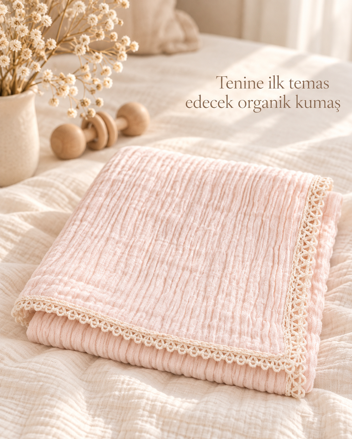 Soft Embrace %100 Organik Pamuk Müslin Bebek Örtüsü