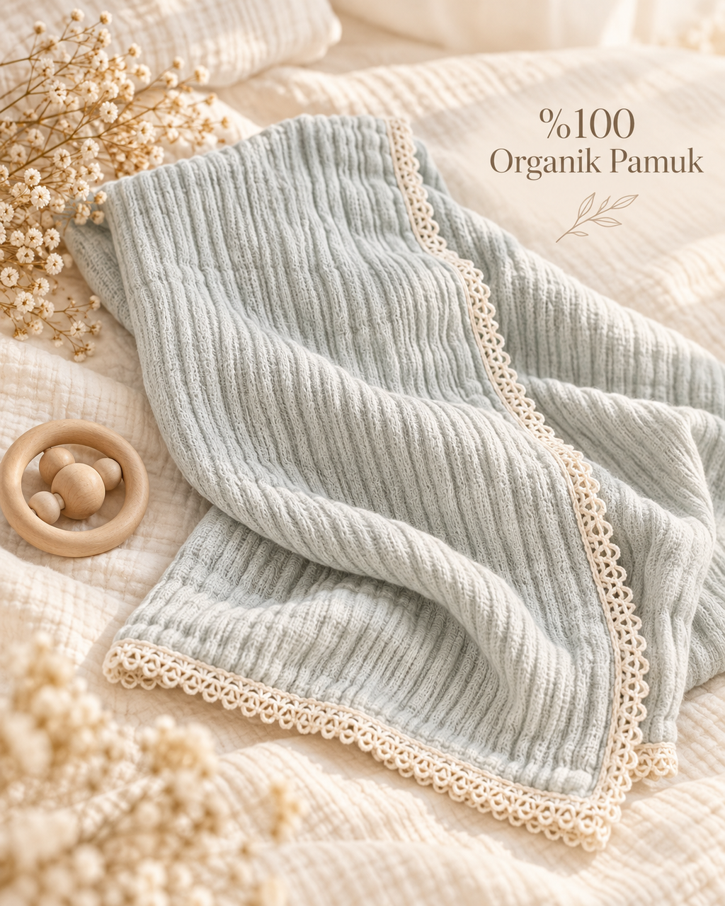 Soft Embrace %100 Organik Pamuk Müslin Bebek Örtüsü